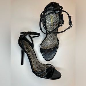 Black patent leather strappy heel 6.0